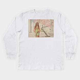 Beneath the cherry blossom, Henry Ryland Kids Long Sleeve T-Shirt